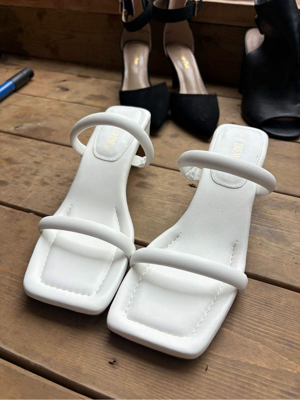 White Puffer Double-Strap Women’s Slide Sandals